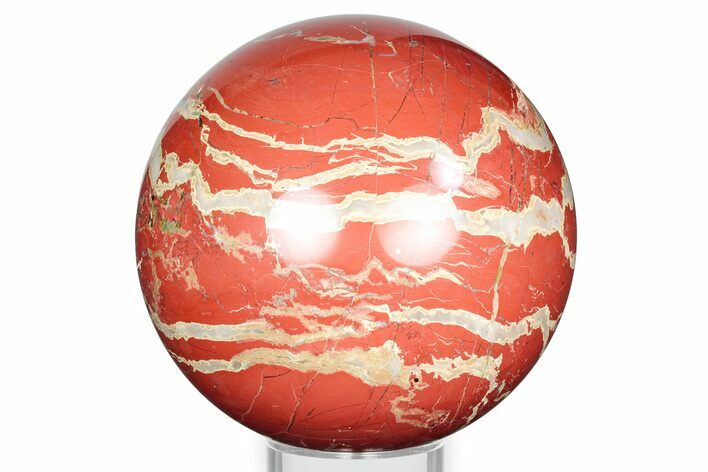 Polished Red Jasper Sphere with Agate Seams - South Africa #326842